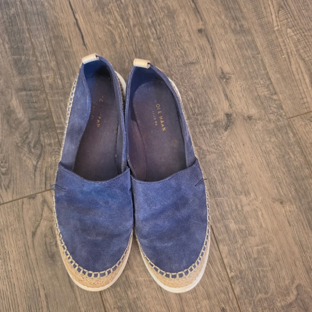 Cole Haan Cloudfeel Espadrille Slip On Shoes Navy Blue Suede Womens